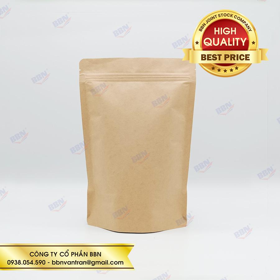 1kg Túi giấy Kraft nâu Zipper 22x30cm