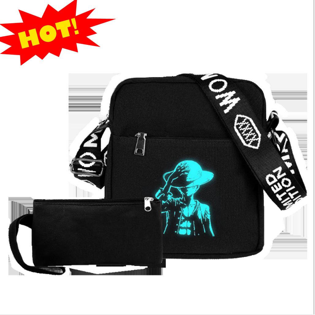 Túi đeo chéo dạ quang hình luffy + tặng ví cùng hình - t017