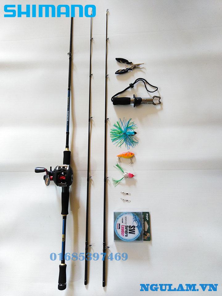 bộ cần lure máy ngang 2 ngọn đầy đủ phụ kiện