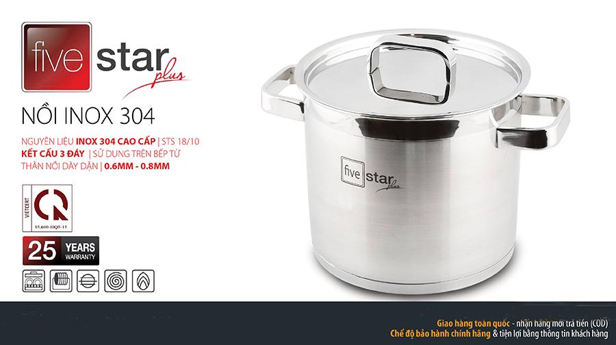 Nồi Luộc Gà Inox 304 quai đúc Fivestar 24cm (thân cao)