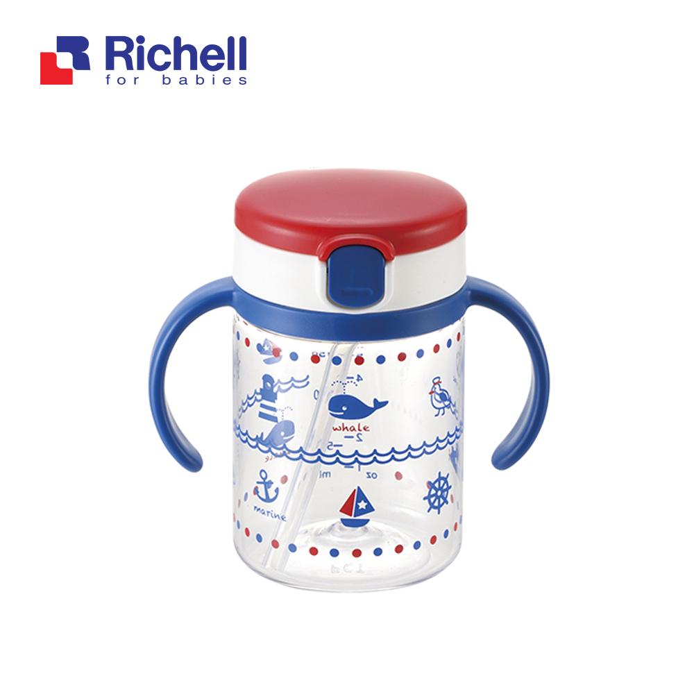 Cốc ống hút Richell Nhật Bản 200ml không chứa BPA, ống hút silicone mềm tuyệt đối an toàn cho trẻ nhỏ