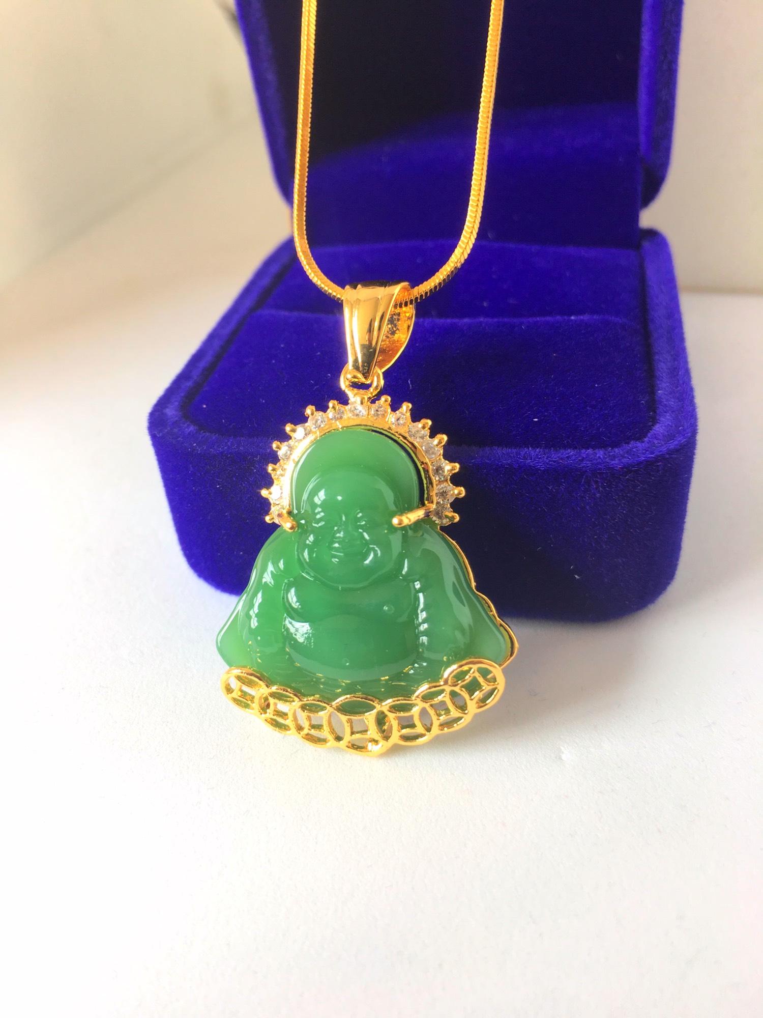 Dây chuyền nữ mặt Phật xanh trang sức phong thủy, may mắn, tài lộc