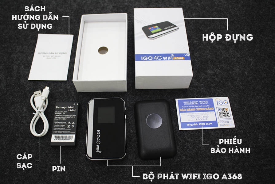 Trọn bộ thiết bị phát wifi 4G IGO A368