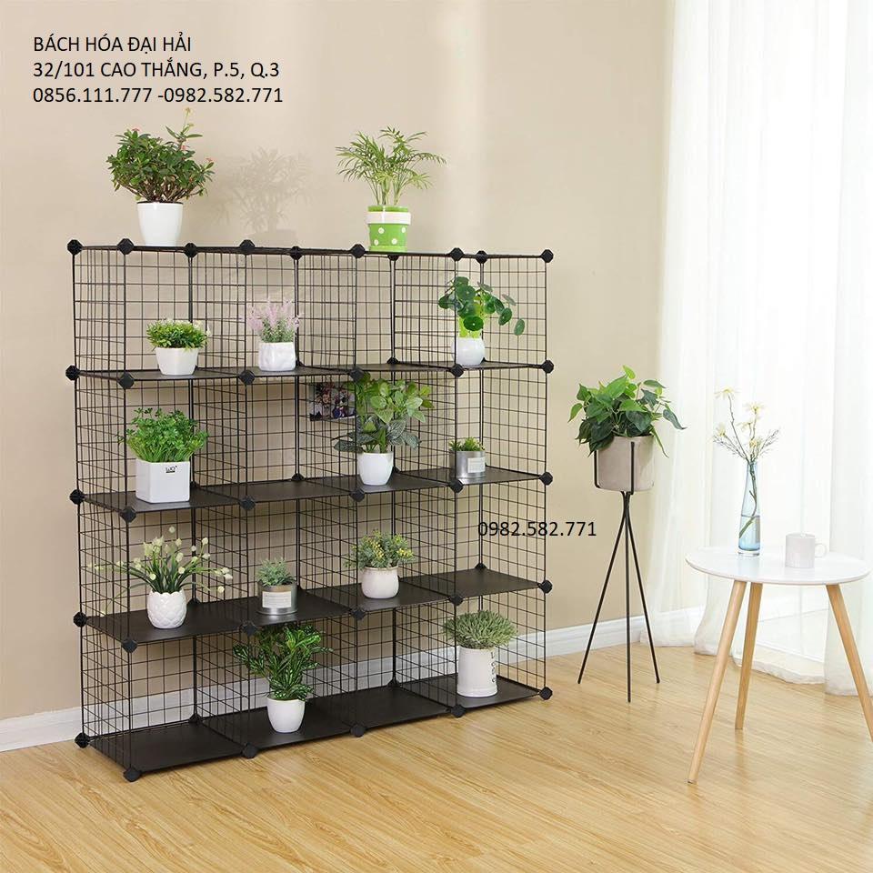 Combo 16 ô lưới sắt lắp ghép làm kệ để cây cảnh -kệ trang trí phòng khách-kệ sách, kệ giày, kệ để đồ đẹp, kệ thông minh