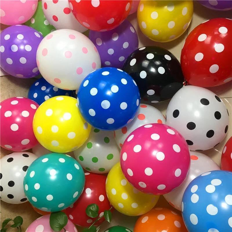 100 vỏ bóng bay thái lan chấm bi ( 10 inch 25cm) - tặng kèm bơm tay