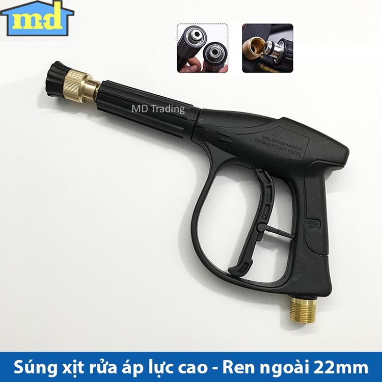 Súng rửa xe - Súng xịt rửa - Phun 2 chế độ - Béc đồng - Ren ngoài 22mm - Phụ kiện máy rửa xe/máy xịt rửa