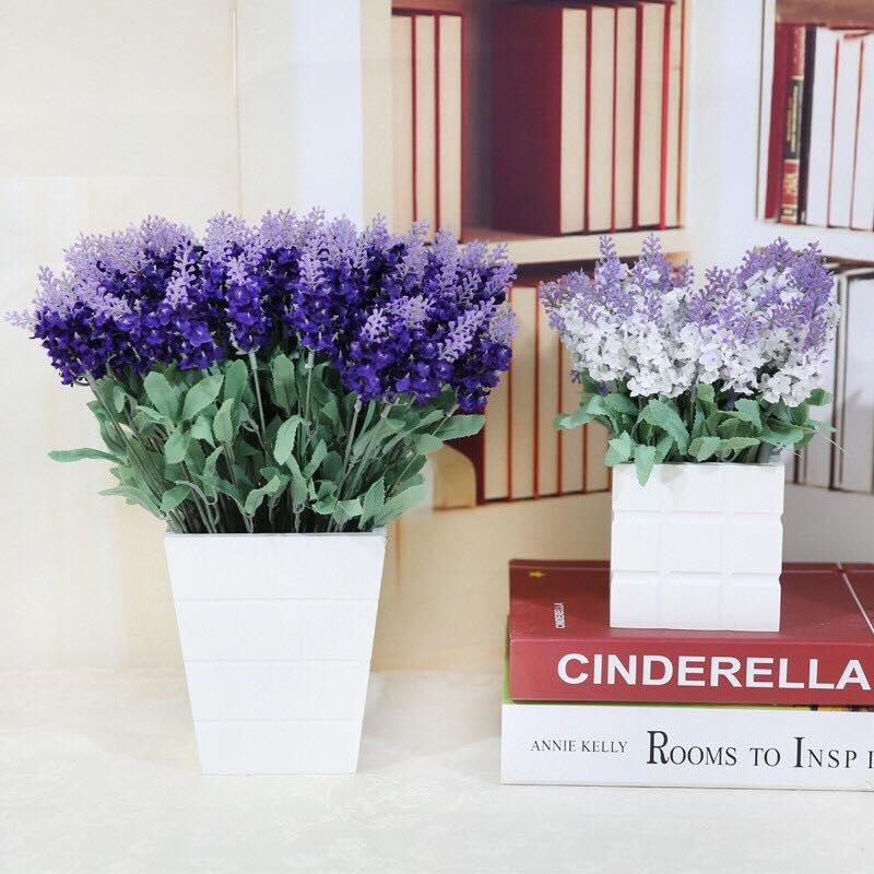 Hoa giả nhánh hoa lavender nhân tạo độc đáo. Hoa giả trang trí phòng khách hoa oải hương làm đạo cụ chụp ảnh. 