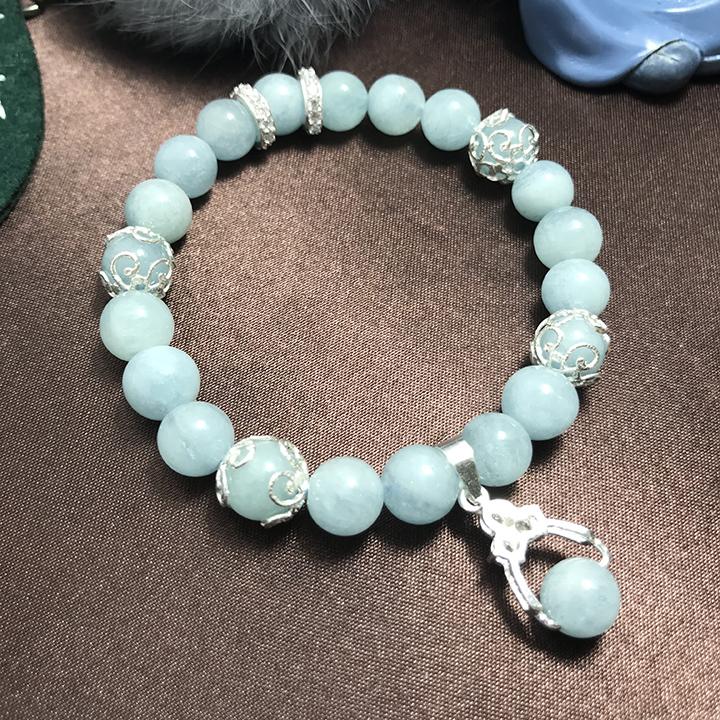 Vòng tay đá Aquamarine mix sang trọng hợp mệnh Thủy và mệnh Mộc