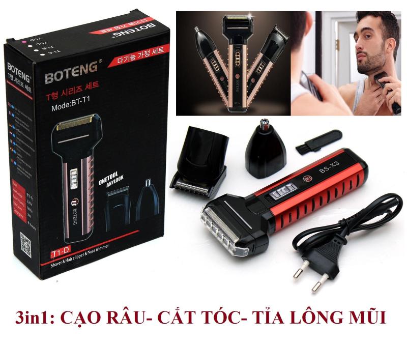 Tông đơ cắt tóc kiêm máy cạo râu máy cắt lông mũi BOTENG BT-T1 + Tặng 1 dụng cụ soi tai có đèn giá rẻ