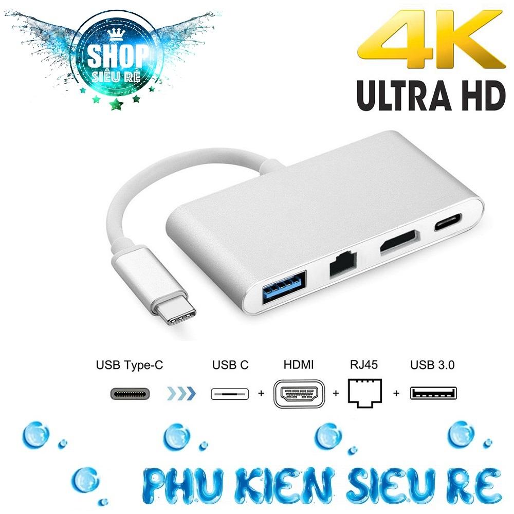 Cáp chuyển usb type c to hdmi, lan, hub usb 3.0