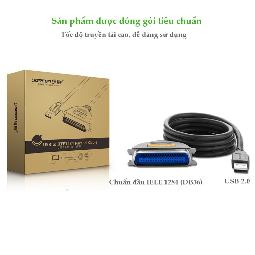 Dây máy in USB sang IEEE1284 Parallel 1m UGREEN CR124 30226 Dây máy in USB sang IEEE1284 Parallel 1m UGREEN CR124 30226