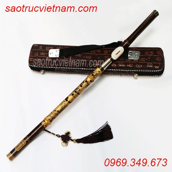 Sáo Mèo Tàu Chạm Rồng LAMT6 - Sáo Trúc HaKi - Tặng Bao Da, Dây Treo