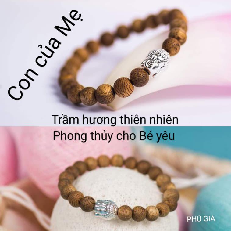vòng Tay gỗ Trầm Hương thiên nhiên phong thủy cho Bé Yêu và hộp đựng cao cấp