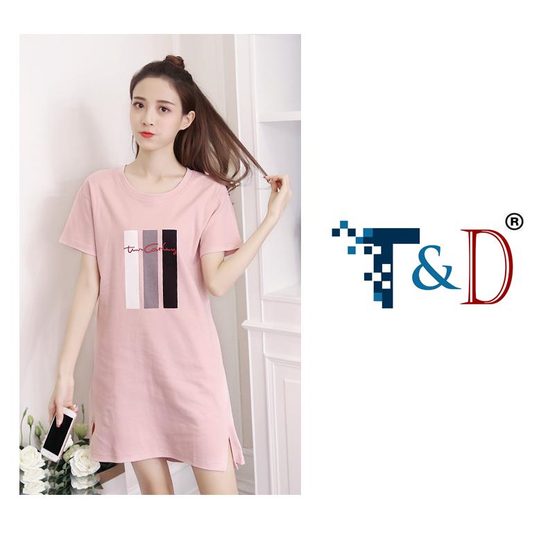 [HCM]VÁY THỜI TRANG (ĐI CHƠI + ĐỒ NGỦ + MẶC NHÀ) NỮ IN KẺ SỌC HỒNG B15