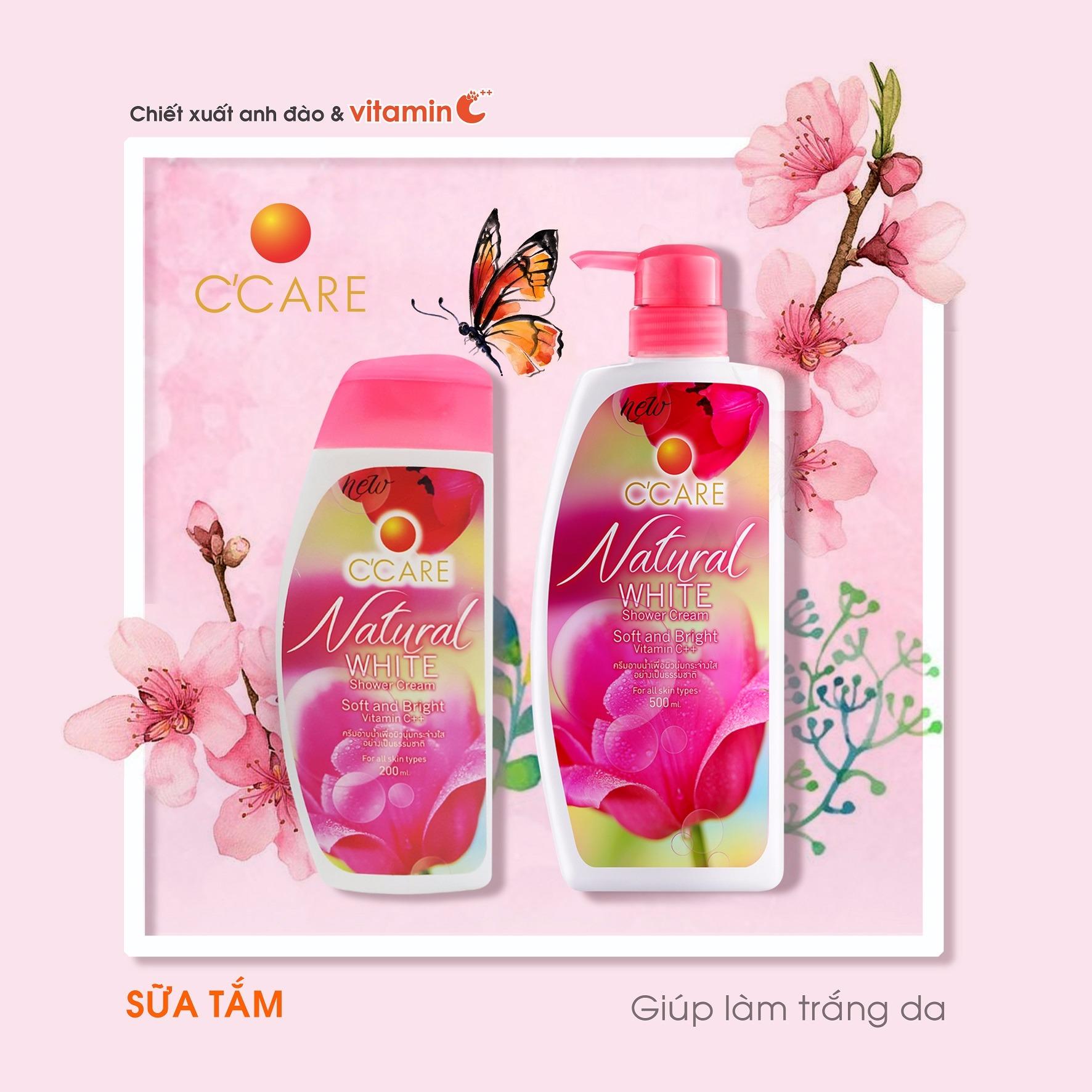 CCare Sữa tắm Trắng da 200ml - Chiết xuất anh đào và Vitamin C