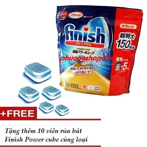 VIÊN RỬA CHÉN LY FINISH 150 VIÊN NHẬT BẢN - TẶNG 10 VIÊN FINISH TỔNG HỢP CÙNG LOẠI tđ somat alio(tích hợp bột muối bóng)