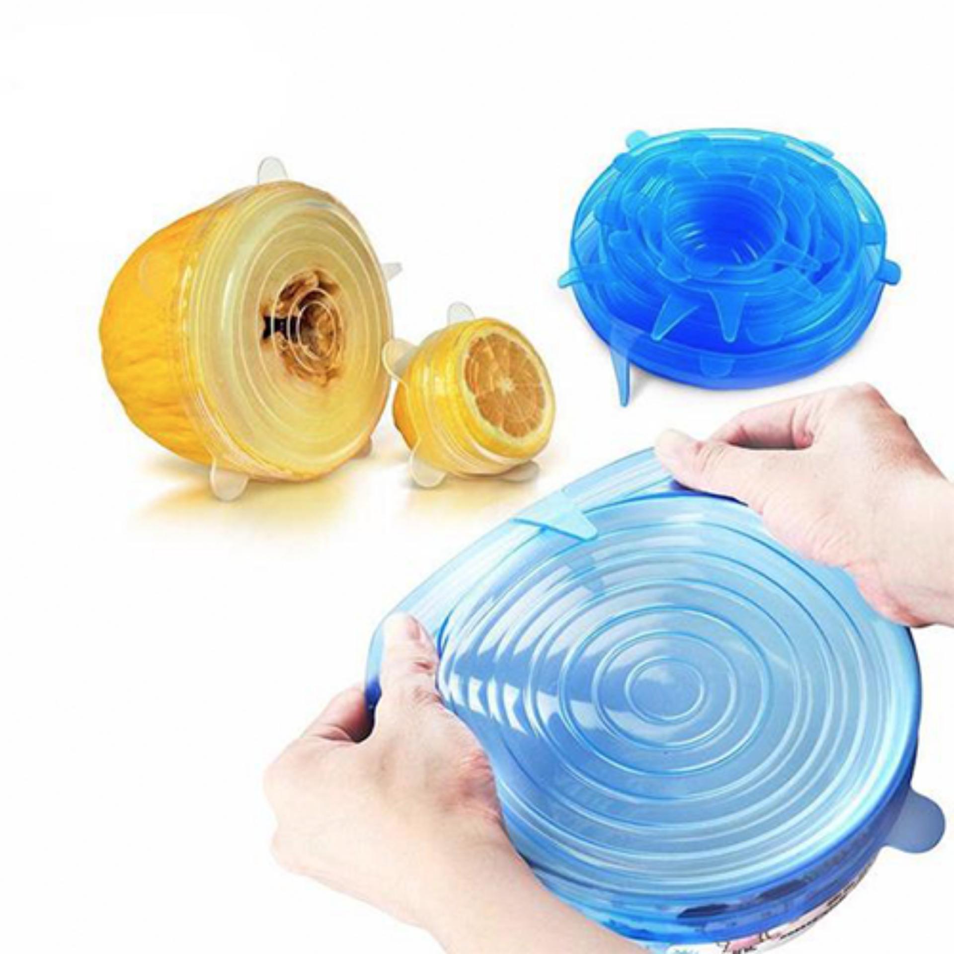 Bộ 6 màng bọc thực phẩm đa năng Silicone hút nắp Tô, Chén, Chảo, Nồi - Màu trắng