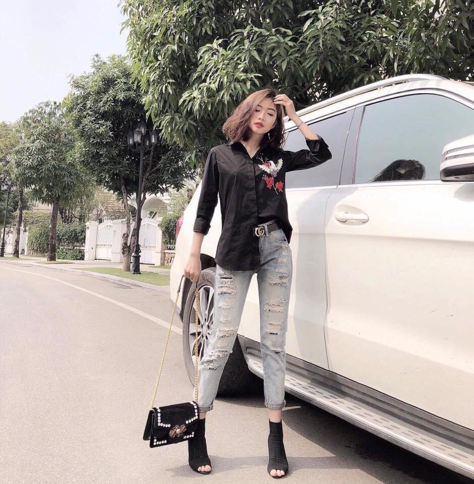 Áo sơ mi nữ đen thuê hình công
