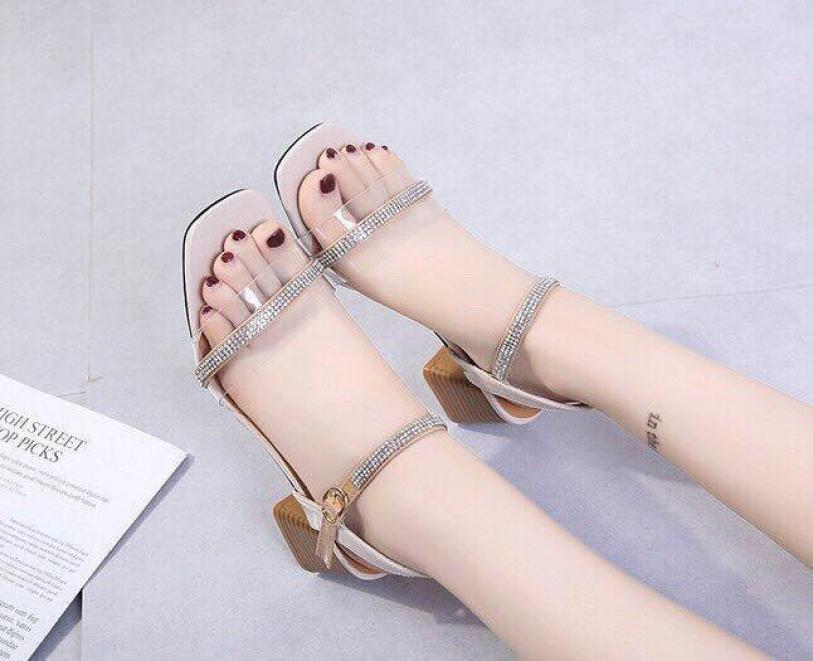 Giày cao gót vuông LT 5 phân bản trong phối dây xoàn giá rẻ