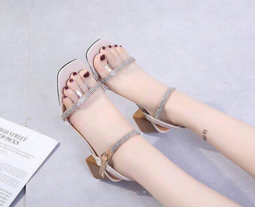 Giày cao gót vuông LT 5 phân bản trong phối dây xoàn giá rẻ