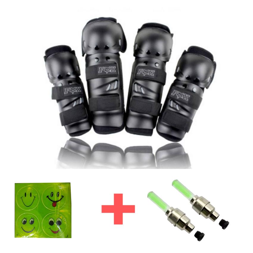 Giáp FOX kèm Bộ 2 đèn led van xe cho xe máy và 1 tấm 4 mặt cười phản quang dán balo đi phượt