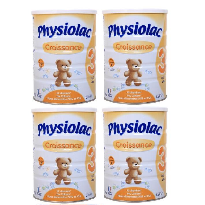 Bộ 4 hộp sữa Physiolac Croissance số 3 - 900g