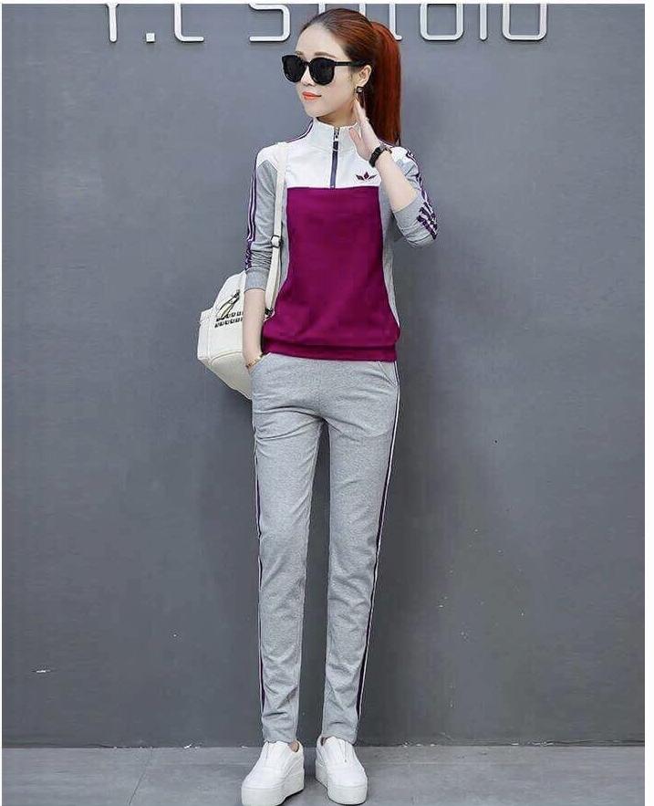 Bộ đồ thể thao nữ thu đông phối màu cao cấp