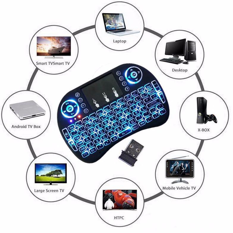 Bàn Phím Cơ Dưới 500 | Top bán chạy Lazada Shopee Sendo Tiki 46 Bàn phím kiêm chuột bay UKB 500 FRO (Có đèn Led) dành cho Android TV box, Smart TV, Laptop
