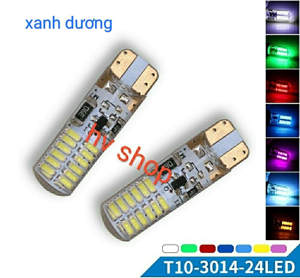 Led chop xe may t10 Bộ 2 led demi xi nhan T10 có chớp xe máy 24 tim hv shop