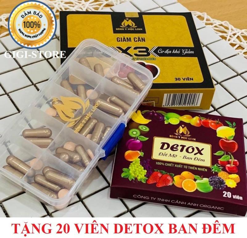 Giảm cân Đông y Mộc Linh X3 (30 viên) + Tặng kèm 1 hộp Detox ban đêm