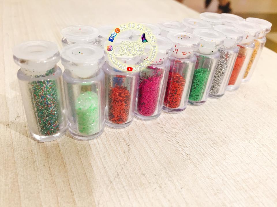Combo các nguyên liệu dùng để chế tạo Slime an toàn, Nguyên liệu làm slime - Combo 3 chai kim tuyến đủ màu