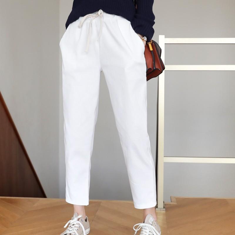 Quần Chinos Kaki Nữ Trơn Lưng Chun Ống Suông Kiểu Mặc Sắn Gấu Năng Động Black Mon fashion WM QUAN 800027