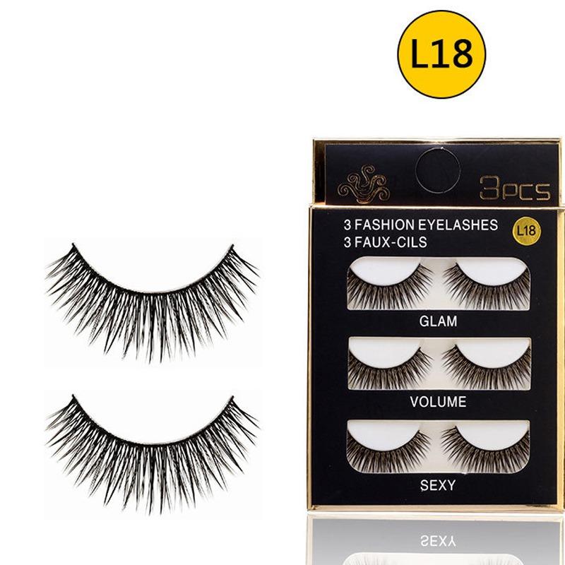 Mi giả lông chồn 3d 3pcs 3 fashion eyelashes 3 faux-cils l18