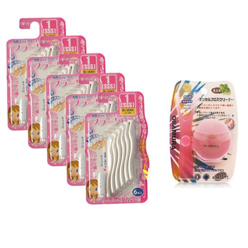 Combo 5 bàn chải kẽ răng Dr Polir dạng L tặng 1 cuộn chỉ nha khoa Okamura 40m
