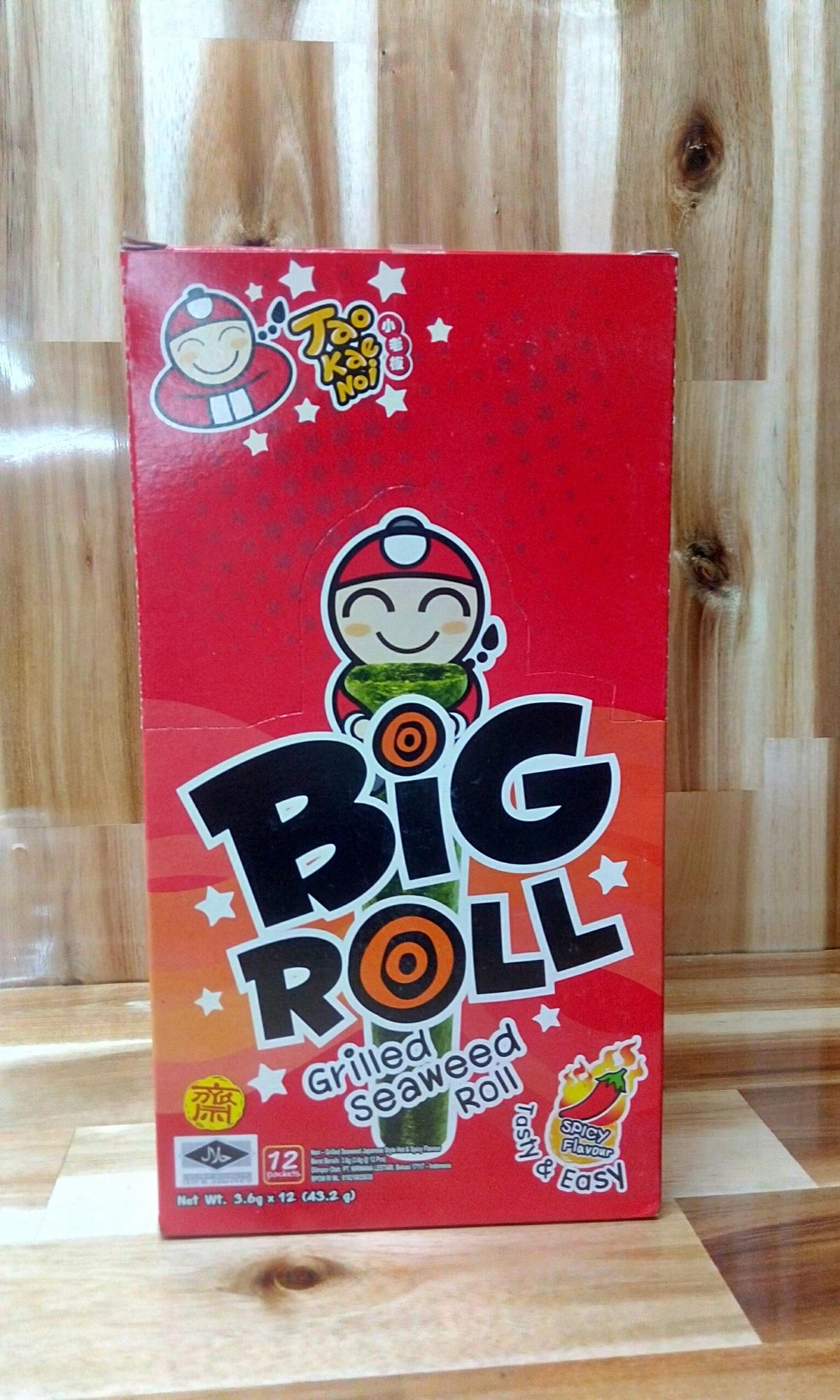 HỘP 12 GÓI SNACK RONG BIỂN CUỘN BIGROLL VỊ CAY 3.6G - TAOKAENOI