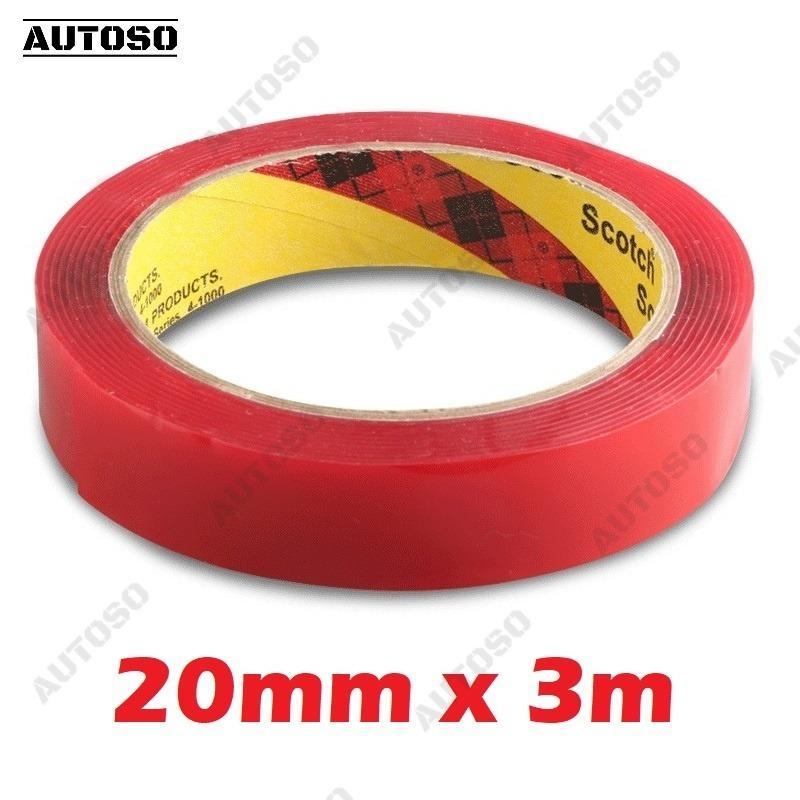 Băng dính 2 mặt trong suốt 3mx20mm, siêu DÍNH dán đồ chơi xe hơi - AUTOSO