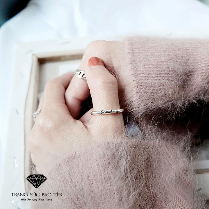 Nhẫn Nữ, Nhẫn Nữ Đẹp, Nhẫn Đẹp, Nhẫn Bạc, Nhẫn Bạc Nữ, Nhẫn Nữ Smile Chất Liệu Bạc Ta Cao Cấp - Bảo Tín
