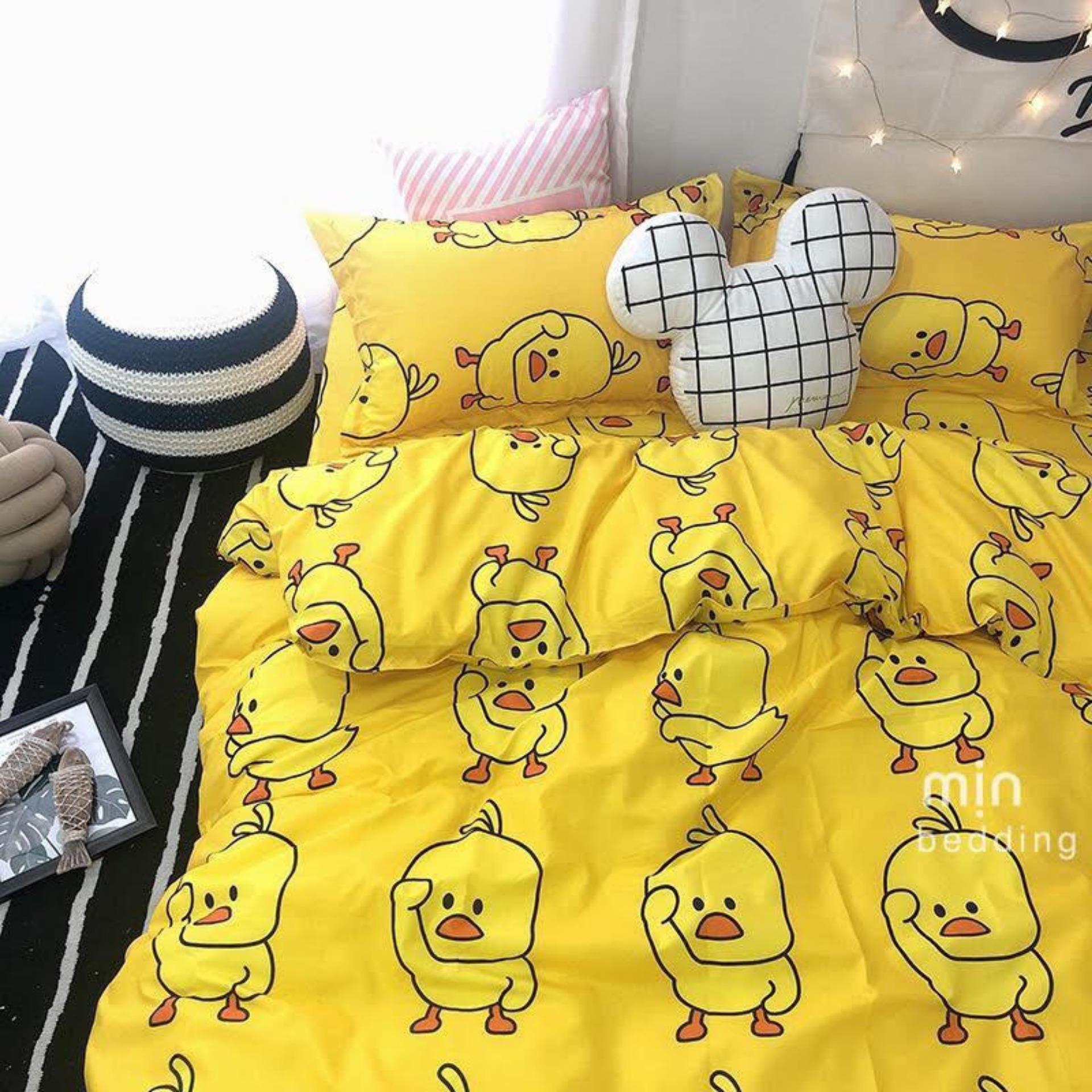 Bộ chăn ga gối vịt siêu nhân bo chun đủ kích thước.