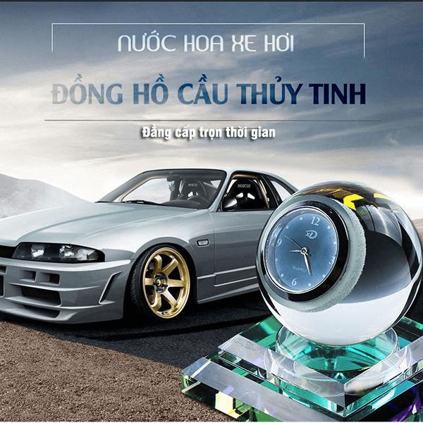 Quả cầu pha lê nước hoa đồng hồ trang trí xe hơi cực kỳ sang trọng
