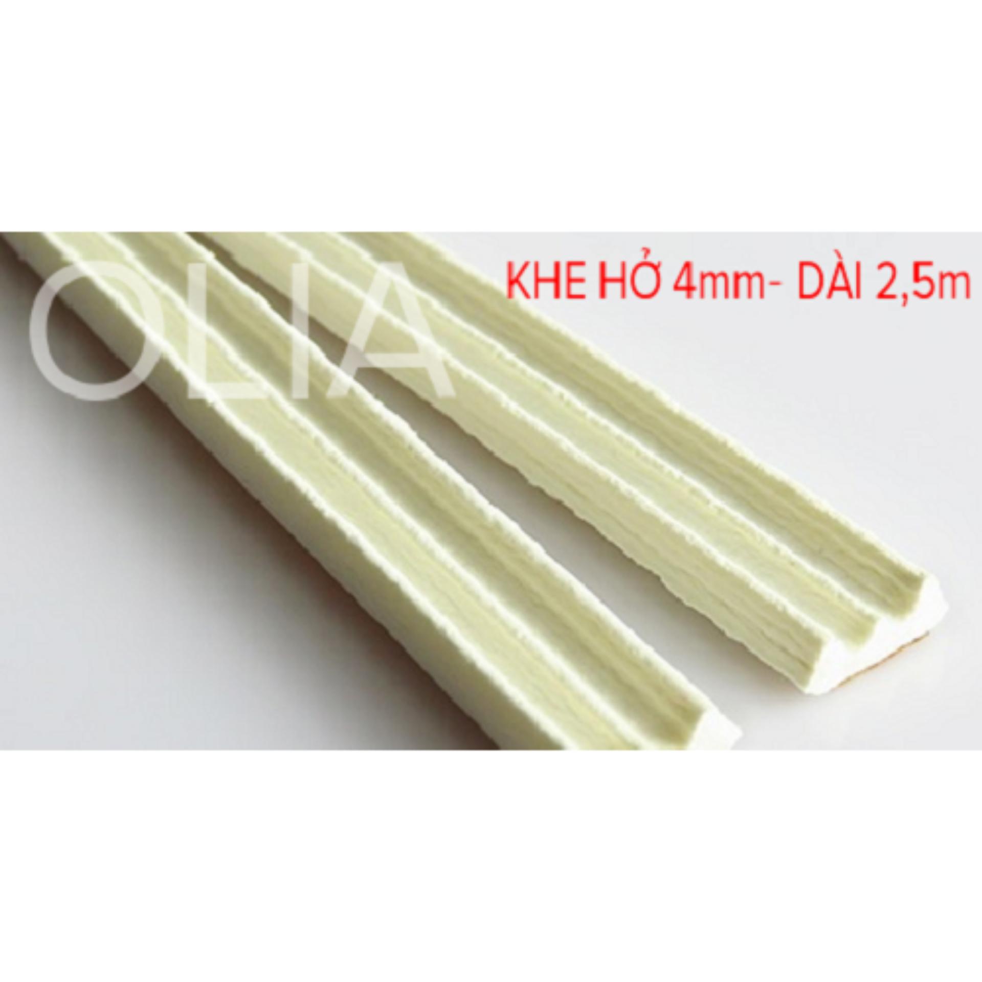 2,5m-Khe hở 4mm-Ron Cao Su Dán Khe Hở Cửa ngăn Bụi, Muỗi Giảm Âm-TRẮNG- Gioăng dán cửa cao su OLIA