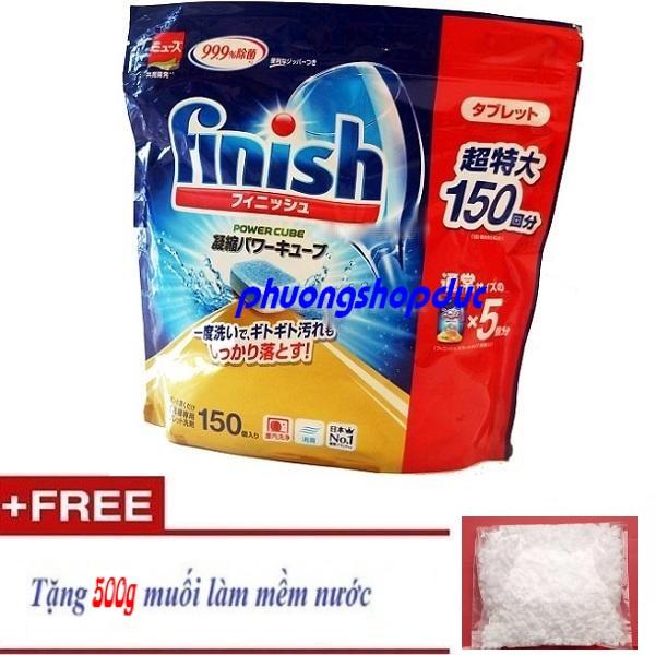 Tặng 500g muối rửa bát khi mua viên rửa chén bát ly finish 150 viên tđ somat alio tích hợp bột muối bóng