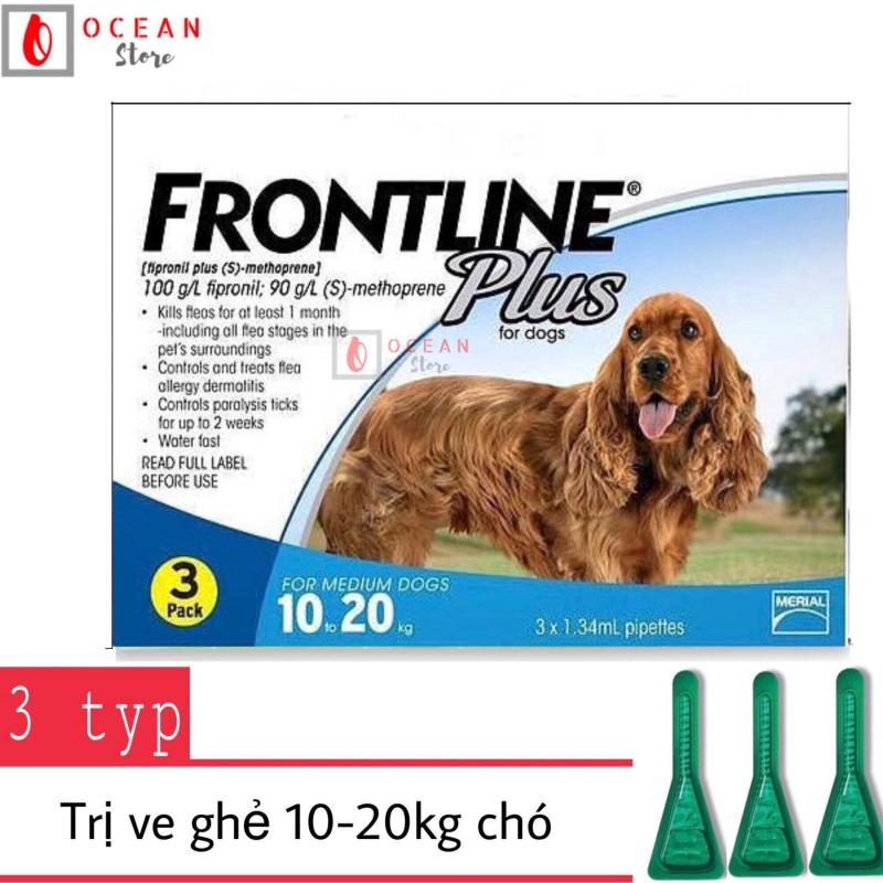 Thuốc nhỏ gáy trị ve ghẻ, bọ chét cho chó - Hộp 3 ống Frontline Plus chó 10-20kg (boxes 3 tube 10-20kg)