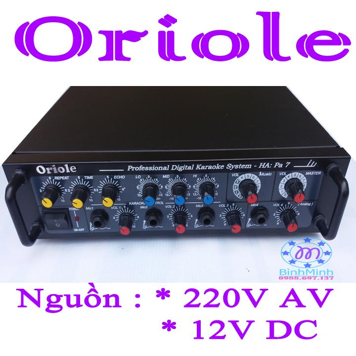 Ampli mini karaoke oriole ha pa7 220v hoặc acquy 12v dc