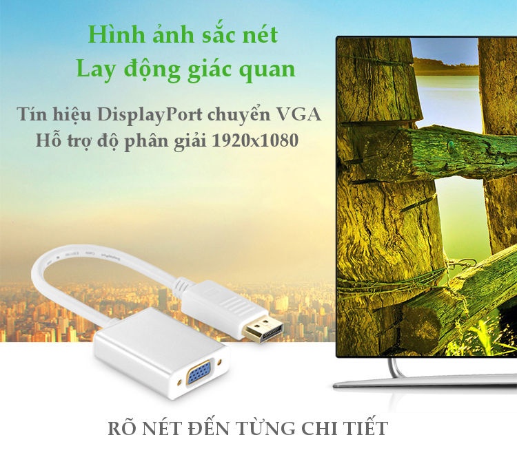 Dây chuyển đổi DisplayPort sang VGA+Audio converter (Vỏ nhôm) dài 25cm UGREEN DP106 Dây chuyển đổi DisplayPort sang VGA+Audio converter (Vỏ nhôm) dài 25cm UGREEN DP106