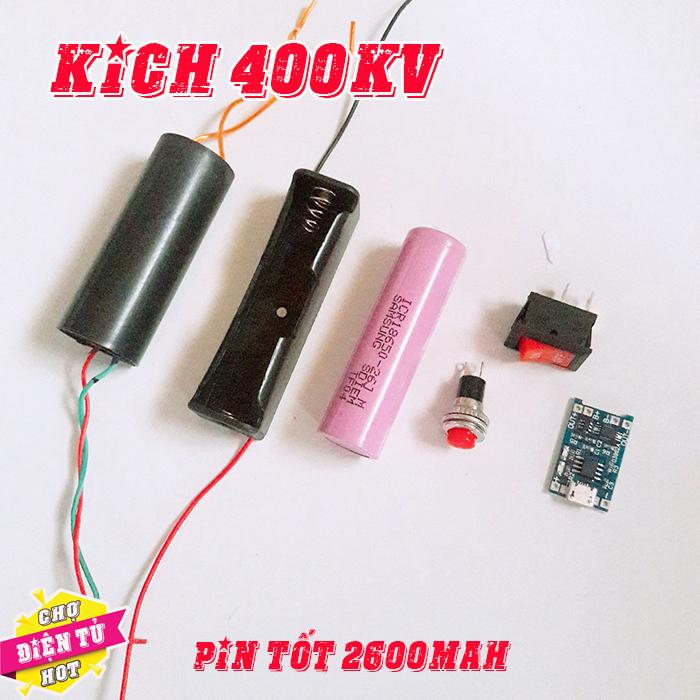 Kích Điện 400KV,Module Tăng Áp - COMBO Pin Tốt 2600mAh