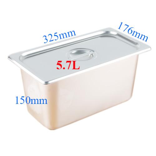 (inox dày) Khay inox có nắp sâu lòng đựng kem thức ăn nhà hàng GN 1/3x150