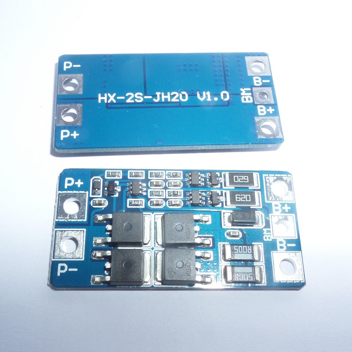 Mạch 2S 7.4V 8.4V - Dòng xả 15A -  Bảo vệ và sạc cân bằng (pack) pin Li-ion 2S 7.4V 8.4V