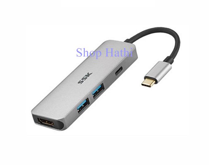 Cáp chuyển usb type-c sang hdmi+2 usb 3.0 ssk shu-c530