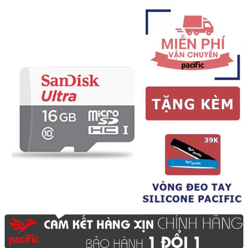 Thẻ nhớ SanDisk 16GB Ultra MicroSD Class10 80MB/s - Tặng Vòng đeo tay Silicone Pacific