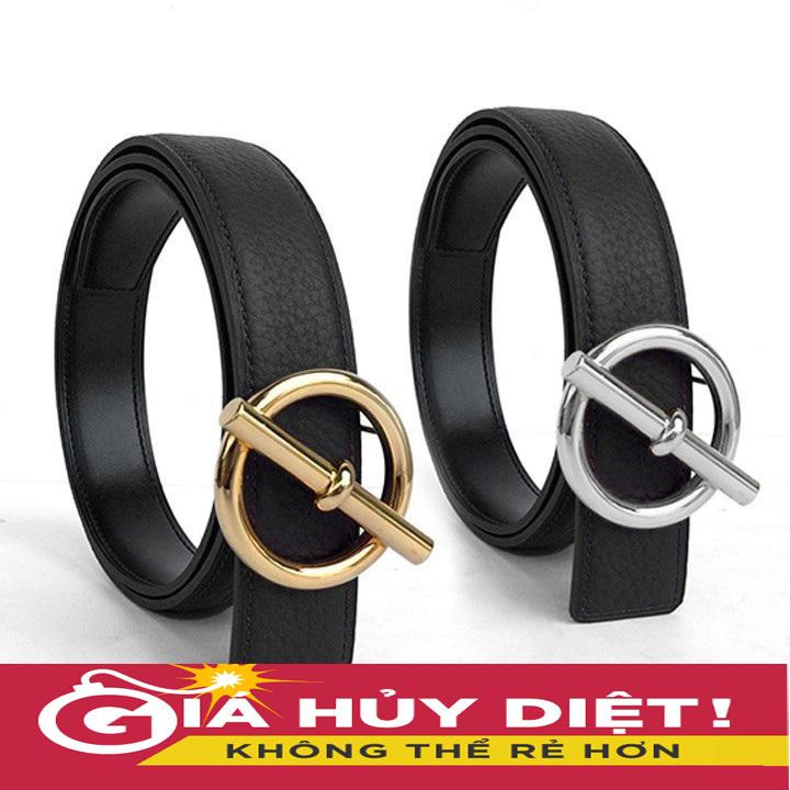 COMBO 02 dây nịt ,thắt lưng da cao cấp mặt chữ Q ( dây đen mặt vàng-trắng)